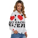 I love peach tea Women s Long Sleeve Button Up Shirt View3
