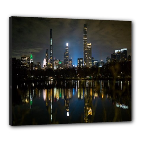New York Night Central Park Skyscrapers Skyline Canvas 24  X 20  (stretched) by Cowasu