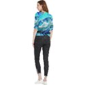 Tsunami Waves Ocean Sea Nautical Nature Water Painting Quarter Sleeve Blouse View2
