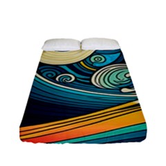 Waves Wave Ocean Sea Abstract Whimsical Abstract Art Fitted Sheet (full/ Double Size) by Cowasu