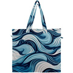 Pattern Ocean Waves Arctic Ocean Blue Nature Sea Canvas Travel Bag by danenraven