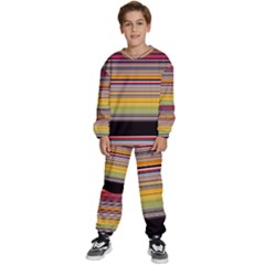 Neopolitan Horizontal Lines Strokes Kids  Sweatshirt Set by Bangk1t