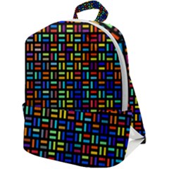 Geometric Colorful Square Rectangle Zip Up Backpack by Bangk1t