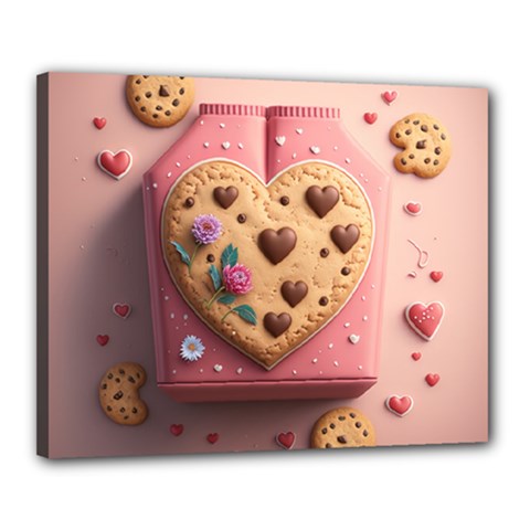 Cookies Valentine Heart Holiday Gift Love Canvas 20  X 16  (stretched) by Ndabl3x