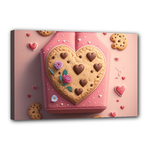 Cookies Valentine Heart Holiday Gift Love Canvas 18  X 12  (stretched) by Ndabl3x
