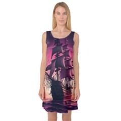 Ship Pirate Adventure Landscape Ocean Sun Heaven Sleeveless Satin Nightdress by Ndabl3x