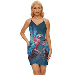 Birds Parrots Love Ornithology Species Fauna Wrap Tie Front Dress by Ndabl3x