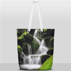 Waterfall Moss Korea Mountain Valley Green Forest Full Print Rope Handle Tote (small) by Ndabl3x