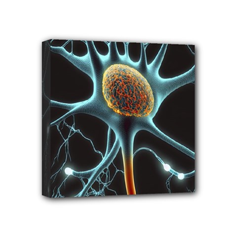 Organism Neon Science Mini Canvas 4  X 4  (stretched) by Ndabl3x