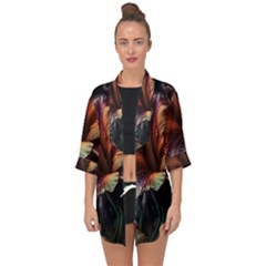 Flower Orange Lilly Open Front Chiffon Kimono by Ndabl3x