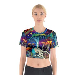 Mushrooms Fungi Psychedelic Cotton Crop Top by Ndabl3x