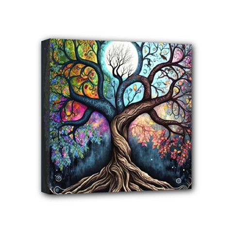 Tree Colourful Mini Canvas 4  X 4  (stretched) by Ndabl3x