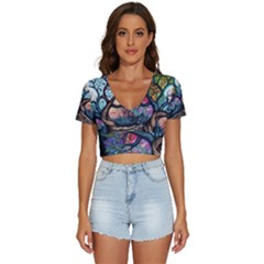 Tree Colourful V-neck Crop Top by Ndabl3x