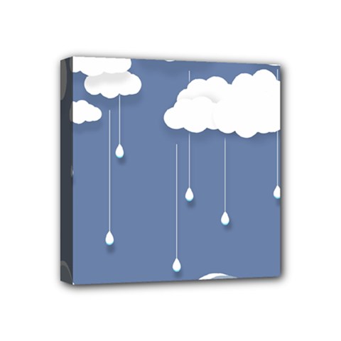 Blue Clouds Rain Raindrops Weather Sky Raining Mini Canvas 4  X 4  (stretched) by Wav3s