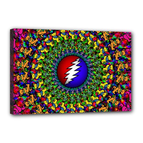 Grateful Dead Pattern Canvas 18  X 12  (stretched) by Wav3s