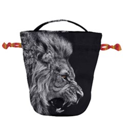 Angry Male Lion Roar Drawstring Bucket Bag by Wav3s