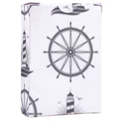 Marine-nautical-seamless-pattern-with-vintage-lighthouse-wheel Playing Cards Single Design (rectangle) With Custom Box by Wav3s