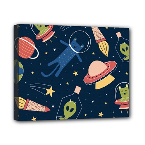 Seamless-pattern-with-funny-aliens-cat-galaxy Canvas 10  X 8  (stretched) by Wav3s