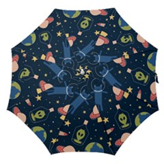 Seamless-pattern-with-funny-aliens-cat-galaxy Straight Umbrellas by Wav3s