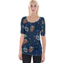Monster-alien-pattern-seamless-background Wide Neckline Tee View1