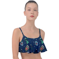 Monster-alien-pattern-seamless-background Frill Bikini Top by Wav3s