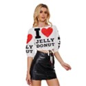 I love jelly donut Mid Sleeve Drawstring Hem Top View3