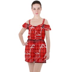 Geometry Mathematics Cube Ruffle Cut Out Chiffon Playsuit by Ndabl3x