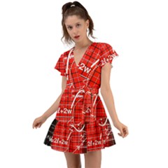 Geometry Mathematics Cube Flutter Sleeve Wrap Dress by Ndabl3x