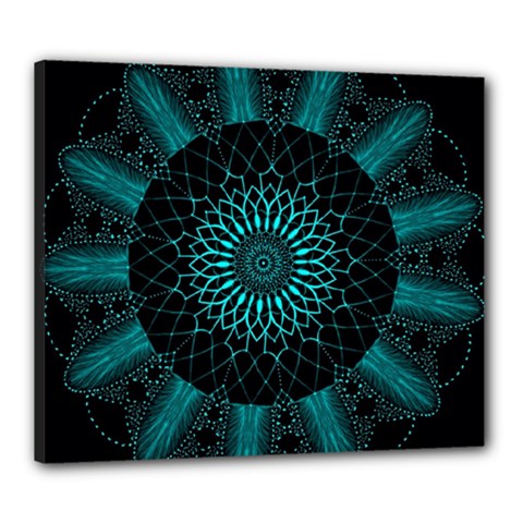 Ornament District Turquoise Canvas 24  X 20  (stretched) by Ndabl3x