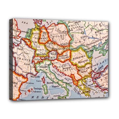 Map Europe Globe Countries States Canvas 14  X 11  (stretched) by Ndabl3x