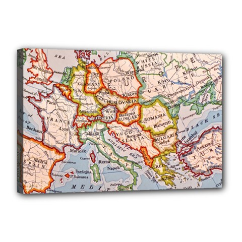 Map Europe Globe Countries States Canvas 18  X 12  (stretched) by Ndabl3x