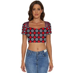 Dart Board Target Game Short Sleeve Square Neckline Crop Top  by Ndabl3x