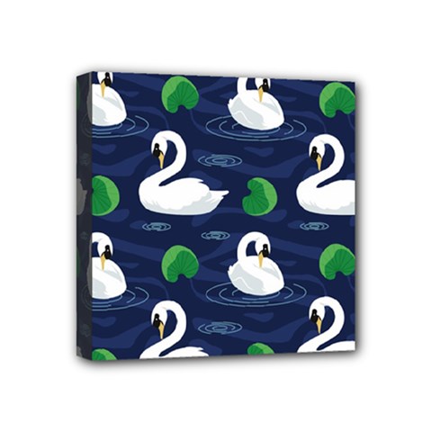 Swan Pattern Elegant Design Mini Canvas 4  X 4  (stretched) by Vaneshart