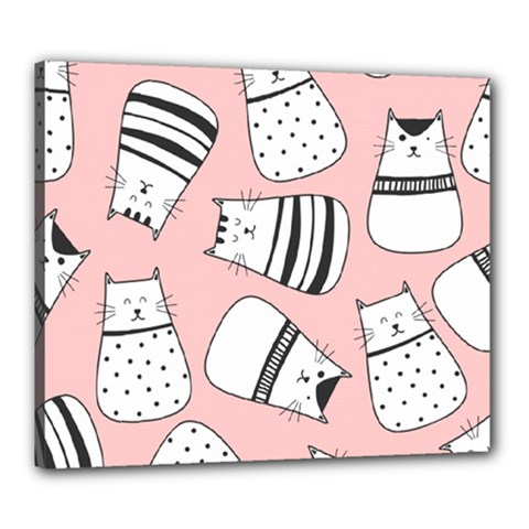 Cute Cats Cartoon Seamless-pattern Canvas 24  X 20  (stretched) by Vaneshart
