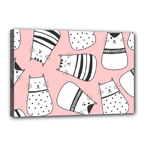 Cute Cats Cartoon Seamless-pattern Canvas 18  X 12  (stretched) by Vaneshart