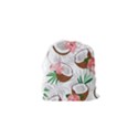 Seamless Pattern Coconut Piece Palm Leaves With Pink Hibiscus Drawstring Pouch (XS) View2