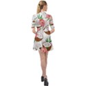 Seamless Pattern Coconut Piece Palm Leaves With Pink Hibiscus Belted Shirt Dress View2