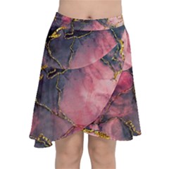 Pink Texture Resin Chiffon Wrap Front Skirt by Vaneshop