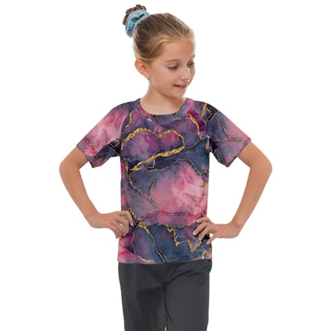 Pink Texture Resin Kids  Mesh Piece Tee by Vaneshop