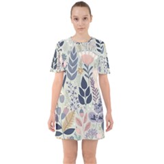 Flower Floral Pastel Sixties Short Sleeve Mini Dress by Vaneshop
