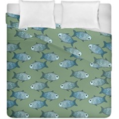 Fishes Pattern Background Theme Duvet Cover Double Side (king Size) by Vaneshop