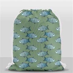 Fishes Pattern Background Theme Drawstring Bag (small) by Vaneshop