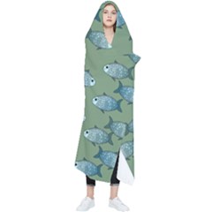 Fishes Pattern Background Theme Wearable Blanket by Vaneshop