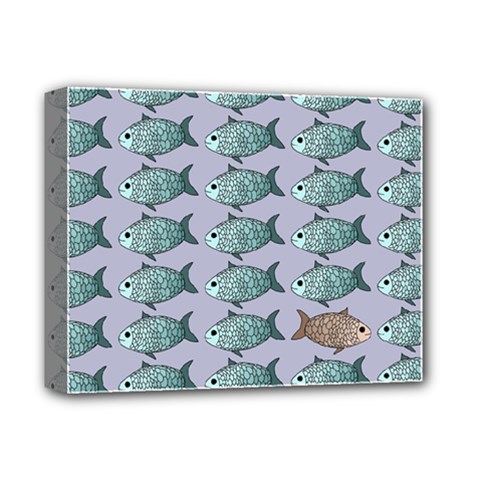 Fishes Pattern Background Theme Art Deluxe Canvas 14  X 11  (stretched) by Vaneshop
