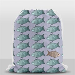 Fishes Pattern Background Theme Art Drawstring Bag (small) by Vaneshop