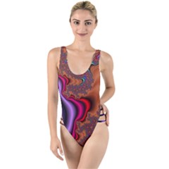 Colorful Piece Abstract High Leg Strappy Swimsuit by Vaneshop