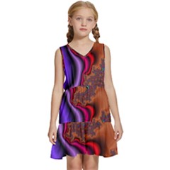 Colorful Piece Abstract Kids  Sleeveless Tiered Mini Dress by Vaneshop