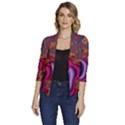 Colorful Piece Abstract Women s Draped Front 3/4 Sleeve Shawl Collar Jacket View1