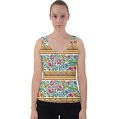 Flower Fabric Design Velvet Tank Top by Vaneshop