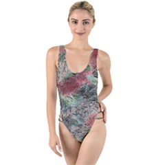 Design Pattern Scarf Gradient High Leg Strappy Swimsuit by Vaneshop